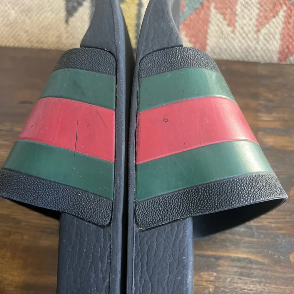 GUCCI Rubber Web Design Slide Sandals Men’s US 11